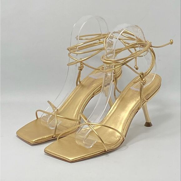 Cult Gaia Sanam Metallic Leather Lace-Up Sandals size 37.5 - Picture 4 of 13